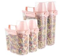 MIVIDE Set di 4 contenitori per cereali, 3 l e 1,7 l, con misurino, contenitore ermetico per detersivi, cereali (rosa)