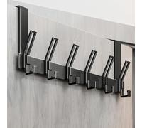 MIVITOOM Ganci sopra la porta, 18 cm, in robusto alluminio, con 6 ganci, ganci neri per cappotti, cappelli, borse, vestiti, asciugamani