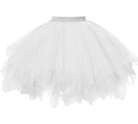 MIVORA Gonna da donna in tulle, 50, elasticizzata, da ballo, rockabilly, per cosplay, da sera, bianco, S/XL