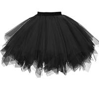 MIVORA Gonna da donna in tulle, 50, elasticizzata, da ballo, rockabilly, per cosplay, da sera, Nero , S/XL