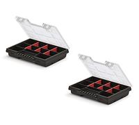 Mivos 2 scatole di assortimento da 8" per accessori e piccole parti, 2 da 195 x 155 x 35 mm, per viti con 11 scomparti per la conservazione - Made in EU