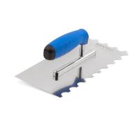 Mivos Cazzuola Dentata Semicircolare 270 x 130 mm - Frattazzo Dentato 20x10 mm in Acciaio Inox - Galleggiante Dentato di Colla - Cazzuola per Piastrelle con Dentatura ad Arco - Prodotto in UE