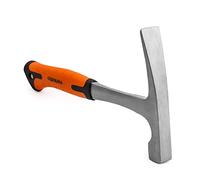 Mivos - Martello professionale da muratura, peso della testa 600 g, in acciaio forgiato, forma renana, martello per geologo, monoblocco, Martello in acciaio per laterizi