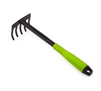 Mivos Rastrello a Mano in Acciaio per la Cura del Giardino Balcone Orto - Piccolo Rastrellino da Giardinaggio con 5 Denti e Manico Ergonomico - Larghezza di Lavoro 85 mm
