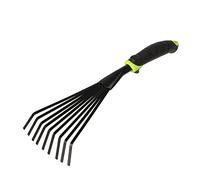 Mivos Rastrello a Mano Piccolo con 9 Denti Flessibili - Rastrellino a Ventaglio da Giardino per Foglie e per la Pulizia - Scopa per Prato in Acciaio - Larghezza 12 cm