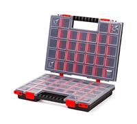 Mivos Scatola di assortimento su entrambi i lati, 399 x 303 x 100 mm, 2 lati, con 64 scomparti regolabili, scatola per viti, scatola per accessori, robusta cassetta degli attrezzi per officina