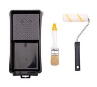 MIVOS Set pratico per pittura 4 pezzi - Rullo per pittura 10cm - Pennello per emulsioni - Vassoio per pittura 28x16cm - Impugnatura a clip 27cm - Set per pittura - MADE IN EU