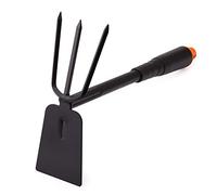 Mivos Zappetta Doppia da Giardino con Tridente, Acciaio / Zappa a Due Teste per la Cura e il Diserbo del Giardino / Doppia Zappa con 3 Punte / Larghezza 7 cm