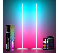 MIWATT 2 lampade da terra a LED RGBIC da 140 cm, dimmerabili con app, altezza fai da te, rimovibili, 16 milioni di colori, 300 modalità di scena, musica sync, timer, elegante lampada angolare per