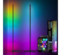 MIWATT 2PCS Lampada da Terra LED 140cm Con Adattatore RGB Piantana Lampada Dimmerabile con Telecomando e APP, 16 Milioni Colori, Musica Sincronizzazione e Timer e DIY Modalità