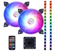 Miwatt DS Ventola RGB LED da 120 mm, con Il Controller RF è Possibile Regolare la velocità della Ventola e Il Colore delle Strisce LED, LED Fans(2 Set di ventole)