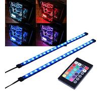 Miwatt - Striscia LED RGB con magnete e telecomando a 24 tasti per computer desktop Mid-Tower (5050 SMD 2 pezzi 18 LED 30 cm, serie R)