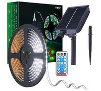 MIWATT Striscia LED solare IP67, 5 m, colore bianco freddo, 280 LED, striscia a LED solare, luce bianca fredda, per alberi da giardino, casa, Natale, vacanze, terrazzo, decorazione per feste