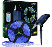 MIWATT Striscia LED solare per esterni, 10 m, impermeabile, IP67, 560 LED, dimmerabile, con telecomando, per alberi da giardino, casa, Natale, vacanze, terrazzo, feste, luci a LED