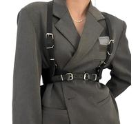 Miwcff Imbracatura in Pelle per Le Donne Cintura Punk in Vita Catena per Il Corpo alla Moda Goth Accessori per Corsetto Regolabile per Il Corpo per Incontri, 66-76,2 cm, Large