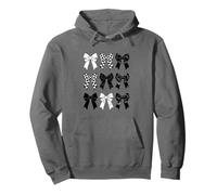 Mix di Fiocchi in Bianco e Nero con Design alla Moda Felpa con Cappuccio