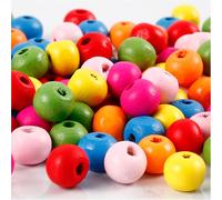 Mix di perline in legno, D: 8 mm, foro 1,5-2 mm, colori asstd, 16 g, ca. 90 asst
