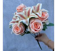 Mix Di Rose Artificiali, Gigli, Bouquet Per Vaso Matrimonio Decor Tavolo HOT