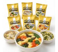 Mix Di Zuppe Istantanee A 6 Gusti (60 Confezioni) - Gocce Uova Alghe, Miscuglio Verdure, Liofilizzato, Pronto In 30 Anni, Facile Da Trasportare