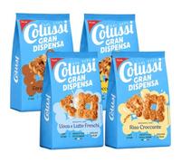 Mix Gran Dispensa Biscotti Assortiti Riso Croccante, Farina Integrale, Uova e Latte Freschi, Gocce di Cioccolato per colussi 565g [4 Confezioni]