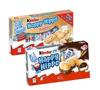 MIX Kinder Happy Hippo al Cacaco + Nocciola (Haselnuss + Kakao) - 2X Scatole da 103g con 5 Snack l'una - Edizione Limitata Germania