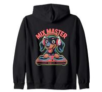 Mix Master Dj Animale Cane Divertente Felpa con Cappuccio