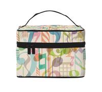 Mix Match Retro nota musicale musicale, Borsa per il trucco Borsa per cosmetici Borsa da viaggio portatile da viaggio Astuccio per matite