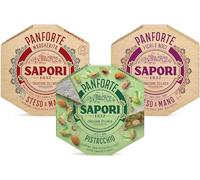 Mix Natale Sapori Panforte Margherita, Pistacchio e Fichi e Noci con Pistacchi, Mandorle Intere e Frutta Candita [3 Pezzi]