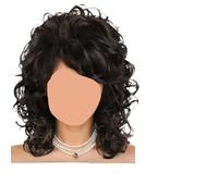 Mix parrucche sintetiche bionde con frangia Parrucca riccia morbida e soffice naturale, compatibile for le donne signore tutti i giorni(Mix Brown)