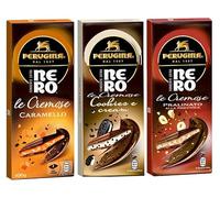 Mix Perugina Nero Le Cremose al Cioccolato Extra Fondente Cookies e Cream, Caramello e Pralinato alla Nocciola 100g [3 confezioni]
