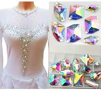 MIX PIETRE STRASS DA CUCIRE AURORA BOREALE Doppio Foro Crystal AB Goccia, Quadrato, Fiore, Baguette, Rivoli, Chicco x Decori Pattinaggio Abito Danza Wedding Brillabenny (30 PIETRE MIX)