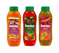 Mix Salsa Relish Develey Mango Peperoni Cetrioli Bottiglia Squeeze 3 x 875 ml