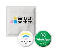 Mix Set: 1 X Scan Me NFC Sticker + 1 X per Whatsapp - Superficie epossidica con effetto 3D, senza contatto, auto-programmabile, riutilizzabile, Ø 3 cm