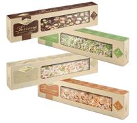 Mix Stecche di Torrone Morbido ai Gusti: Pistacchio, Mandorle e Pistacchi, Mandorle e Pistacchi con Cacao Extradark e Nocciole Tostate Senza Glutine per condorelli 150g