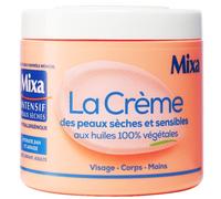 Mixa Intensive Peaux Secche - La crema per pelli secche e sensibili, multiuso, viso, corpo, mani, piedi, nutre 24 ore e lenisce, penetrazione rapida, ipoallergenica, barattolo 400 ml