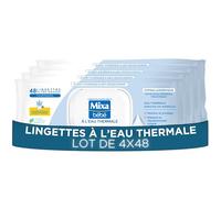 Mixa Salviette per bambini, acqua termale ipoallergenica, confezione da 4 x | Origine vegetale, Testata controllo pediatrico, Valvola antisecchezza, Multi-uso corpo viso mani