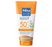 Mixa Solaire Latte Solare per pelli sensibili - Latte per la cura del sole ad alta protezione SPF 50+ UVA, UVA, lungo, UVB, per pelli sensibili per bambini, impermeabile, senza sabbia, ipoallergenico