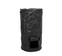 Mixabloem Borsa riutilizzabile per rifiuti da giardino, borsa per compost da giardino, coperchio con cerniera e manico, raccoglitore per rifiuti in polietilene per scarti di cucina (nero, 35 x 60 cm)