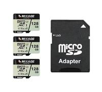 MIXAGE 3 Pack 128GB MicroSDXC Card with Adapter UHS-I U3/V30/A1/C10-175MB/s Read 110MB/s Write, 4K UHD Video Recording SD Memory Card for Smartphone, Gaming Console, Dash/Security & Sport Camera