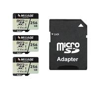 MIXAGE 3 Pack 256GB MicroSDXC Card with Adapter UHS-I U3/V30/A1/C10-175MB/s Read 110MB/s Write, 4K UHD Video Recording SD Memory Card for Smartphone, Gaming Console, Dash/Security & Sport Camera