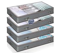 MIXC Scatola portaoggetti sotto il letto, con coperchio, confezione da 4 contenitori per il bagno, per guardaroba, sotto il letto, organizer per vestiti