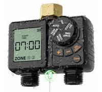 MIXC Timer dell'acqua ricaricabile a 2 zone, timer per irrigazione IPX6 a corpo intero con ritardo pioggia/modalità manuale/automatica, durata oltre un anno, per risparmiare acqua e denaro, controller