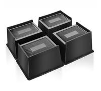 MixDora Rialzi per letto, 12,7 cm, sovradimensionati, resistenti, rettangolari, a forma di L, antiscivolo, per divani, tavoli, sedie, confezione da 4, colore nero (confezione da 4, 12,7 cm)