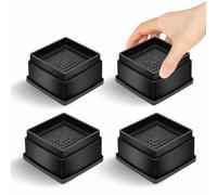 MixDora Rialzi per letto, 2,5 cm, quadrati, impilabili, antiscivolo, per sedie, divani, tavoli, set da 4 pezzi, colore nero (confezione da 4, 2,5 cm)