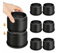 MixDora, Rialzi per letto, 5 cm, rotondi, impilabili, antiscivolo, per sedie, divani, tavoli, set da 8 pezzi, nero (confezione da 8 pezzi)