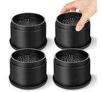 MixDora Rialzi per letto, 5 cm, rotondi, impilabili, antiscivolo, per sedie, divani, tavoli, set di 4 pezzi, nero (confezione da 4 pezzi)