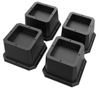 MixDora Rialzi quadrati per mobili da 5 cm, per letto, divano, tavolo, divano, confezione da 4, nero (5 cm)