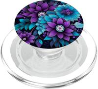 Mixed Purple Flowers Teal Blue Floral Cute Boho Garden Print PopSockets PopGrip per MagSafe