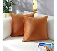 mixeoo Set di 2 federe decorative quadrate in velluto spesso, super morbide, per divano, soggiorno, sedia, comode, color terracotta, 50 x 50 cm