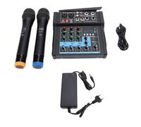 Mixer amplificato SustVita con doppio microfono e interfaccia audio USB, dotato di ingressi di linea stereo e controlli audio integrati per home studio e concerti DJ